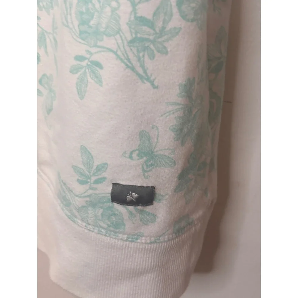 Fashion Bug Lightweight Sweatshirt XL White Mint Floral 3/4 Sleeve Cottagecore - Picture 4 of 9